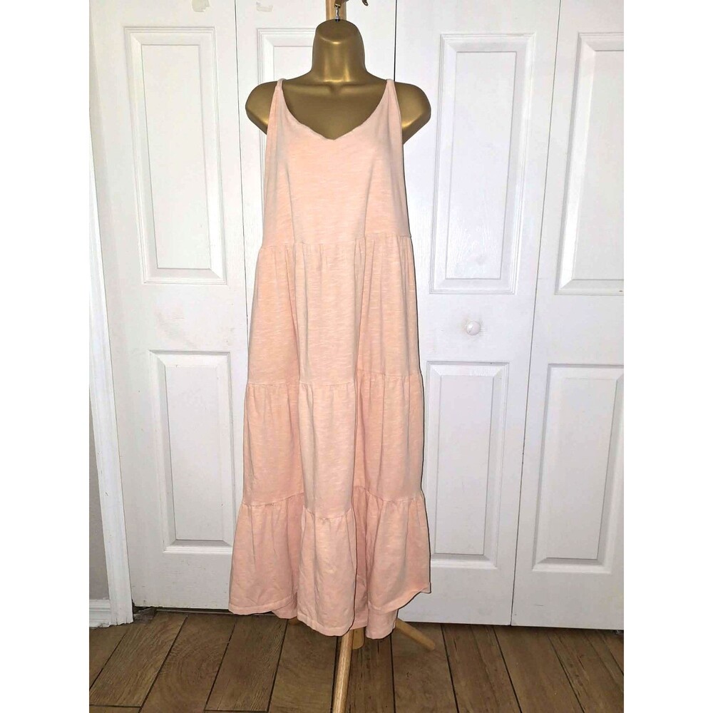 Old Navy Tiered Knit Sleeveless Midi Dress 2X Peach Prairie Cottage Boho Beachy